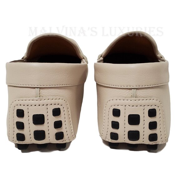 GUCCI SHOES MENS LOAFERS MOCCASINS G LOGO WHITE LEATHER sz 7.5G 8 - Picture 10 of 14